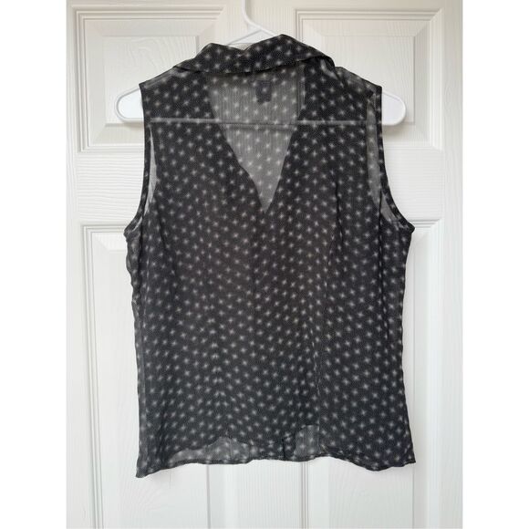 Old Navy Collection Tank Sheer Blouse Medium Women's Black and White Y2K Vintage - Picture 3 of 3